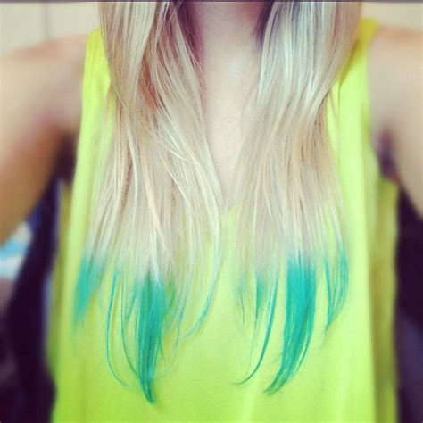 Turquoise Dip Dye Hair Dip Dye Hair Dipped Hair Kool