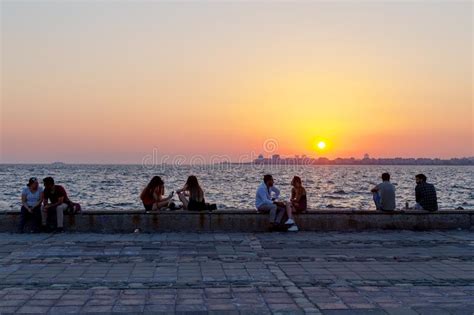 People Are Resting Along Coastal Park Izmir Turkey Editorial