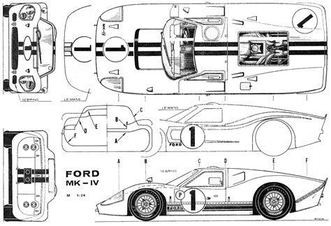 Ford GT Mk IV Course Automobile Ford Racing Auto Racing Blueprint
