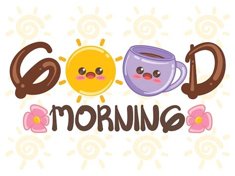 premium vector cute sun and coffee cup good morning concept cartoon character and illustration