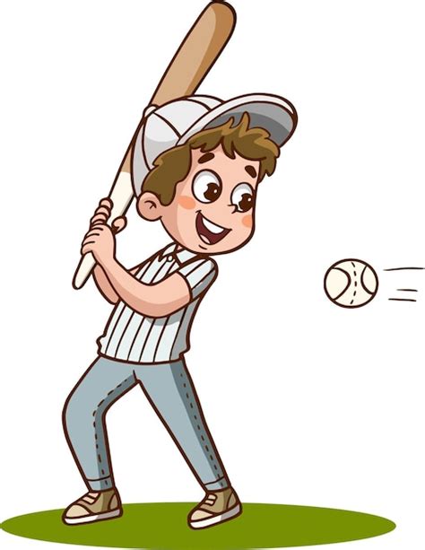 Premium Vector Vector Illustration Of Baseball Player Kid Hit The Ball