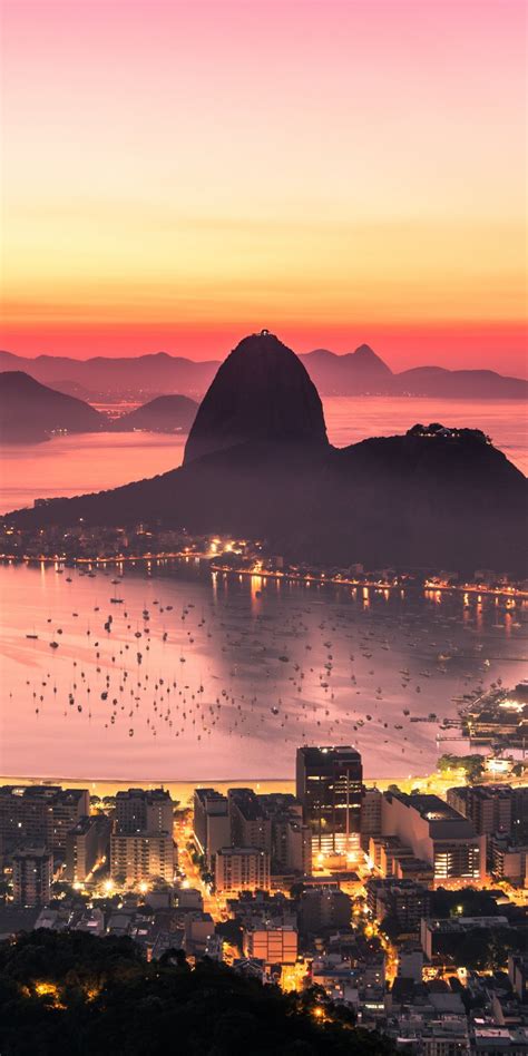City Rio De Janeiro Aerial View Sunrise 1080x2160 Wallpaper Rio