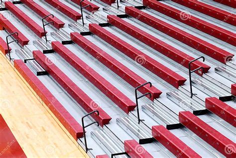 Folding Gymnasium Bleachers In A High School Stock Image Image Of