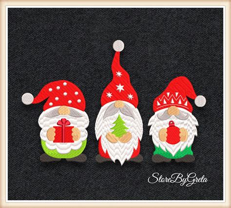Embroidery Machine Design Christmas Gnomes Pattern Pes File Etsy