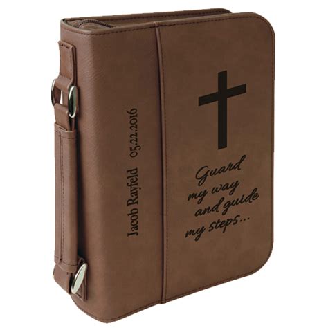 Dark Brown Leatherette Bookbible Cover With Zipper And Handle Dons