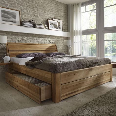 Dadurch wird die holzsubstanz geschützt, im gegensatz zu lackierten. Massivholz Schubladenbett 180x200 Holzbett Bett Eiche ...