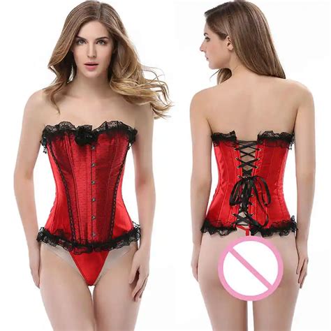 Shop Now Red Sequin Lace Up Corset Is In Strapless Style Hot Sex Picture