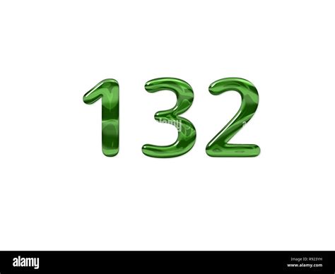 Green Number 132 Isolated White Background Stock Photo Alamy