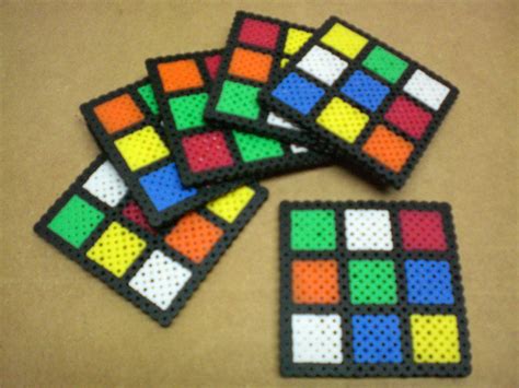 Unsolved Rubiks Cube Drink Coasters Hama Beads Coasters Hama Beads
