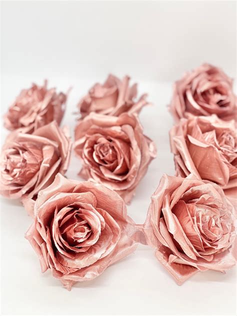 3 Metallic Rose Gold Rose Gold Flower Metallic Flower Etsy