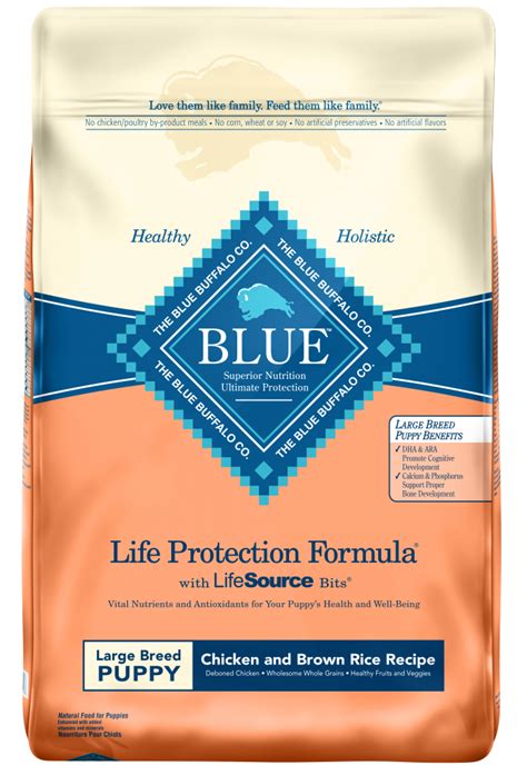 Blue buffalo foods always feature real meat as the first ingredient; Blue Buffalo Life Protection Natural Chicken & Brown Rice ...