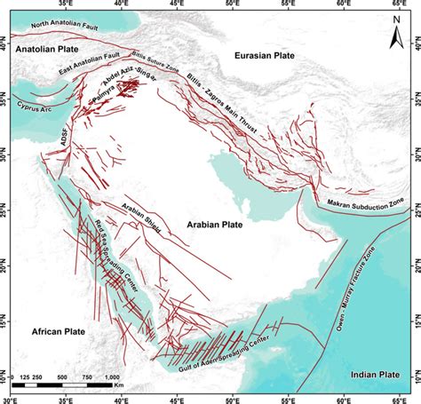 Tectonic Elements Of The Arabian Plate Deif Et Al 2017 Adsf Gulf Of