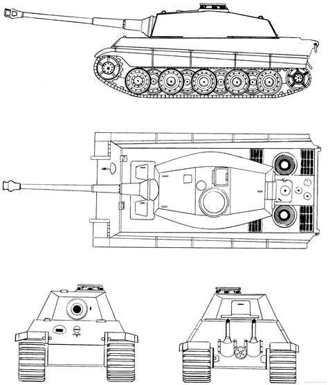 Tank Sdkfz 182 Pzkpfwvi Ausfa King Tiger Drawings Dimensions