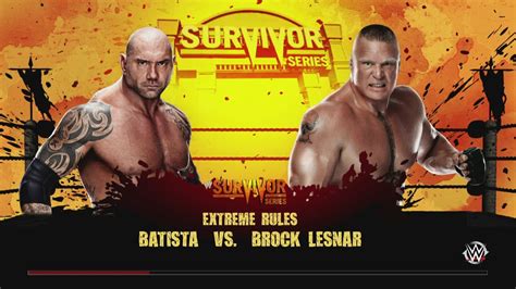 Wwe 2k15 Batista Vs Brock Lesnar Match 4 Extreme Rules War Youtube