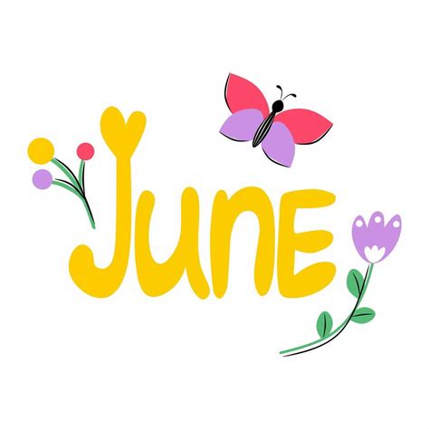 Hello June Cute Summer Illustration With Wildflowers 7995504 Vector Art