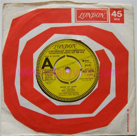 Totally Vinyl Records Orbison Roy Break My Mind 7 Inch
