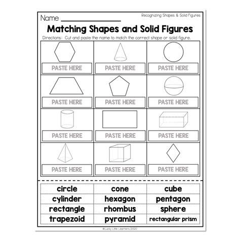 Geometric Solids Worksheets