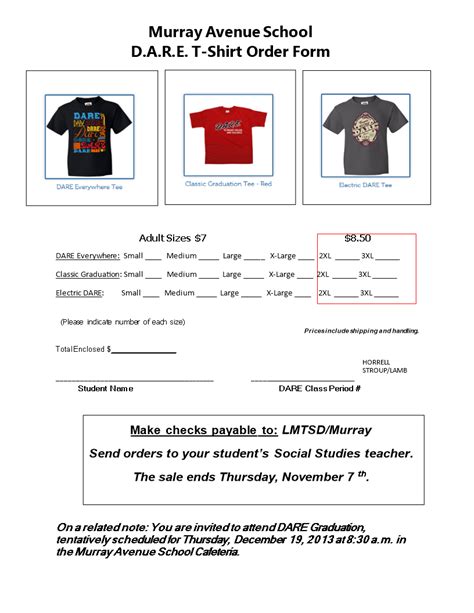 Blank T Shirt Order Form Template