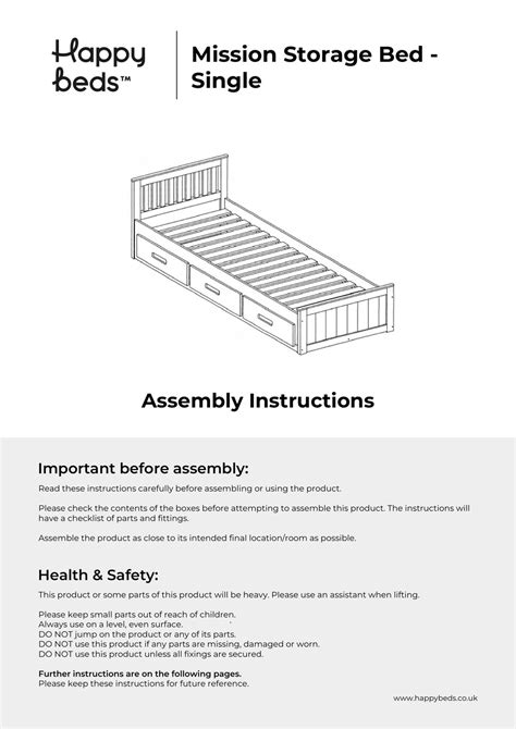 Happy Beds Mission Storage Bedb Single Assembly Instructions Manual Pdf Download Manualslib