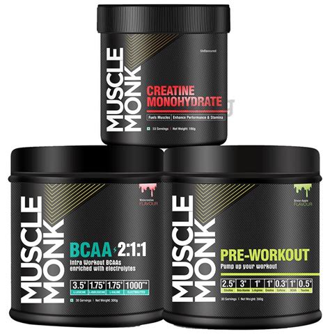Muscle Monk Combo Pack Of Creatine Monohydrate Unflavoured Gm Bcaa