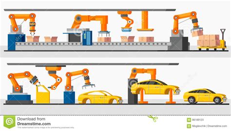 Industrial Automation Robot Horizontal Banners Stock Vector