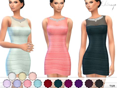 Jewel Neck Mini Dress By Ekinege At Tsr Sims 4 Updates