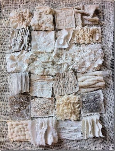 Many Different Pieces Of Cloth Are Arranged On A Piece Of Burlly Fabric