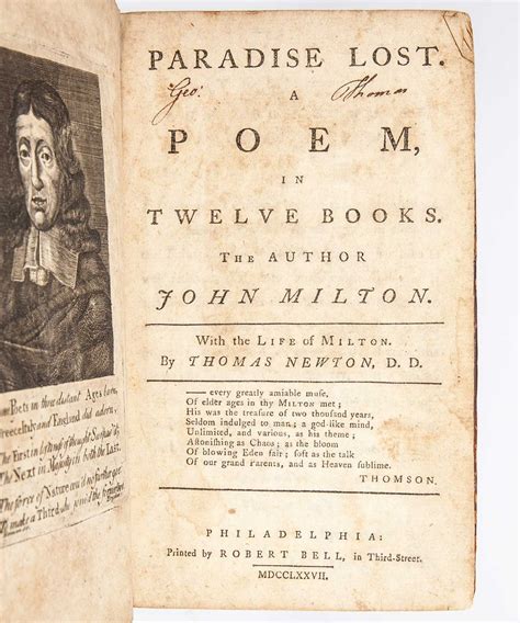 Paradise Lost A Poem In Twelve Books John Milton Fourth Edition