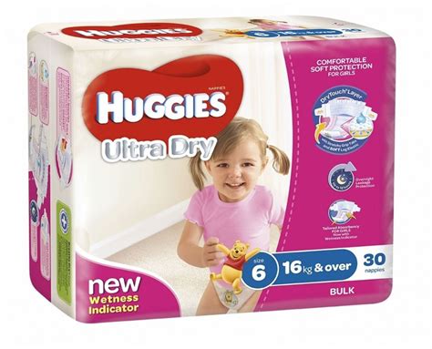 Huggies Ultra Dry Nappies Size 6 Junior Girl 16kg 30s