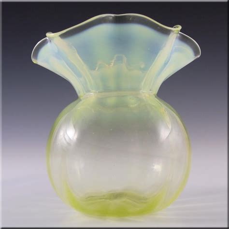 Victorian 1885 Vaseline Uranium Opalescent Glass Vase Glass Vaseline