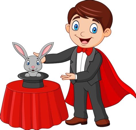 Premium Vector Magician Performing His Trick Rabbit Appearing From A