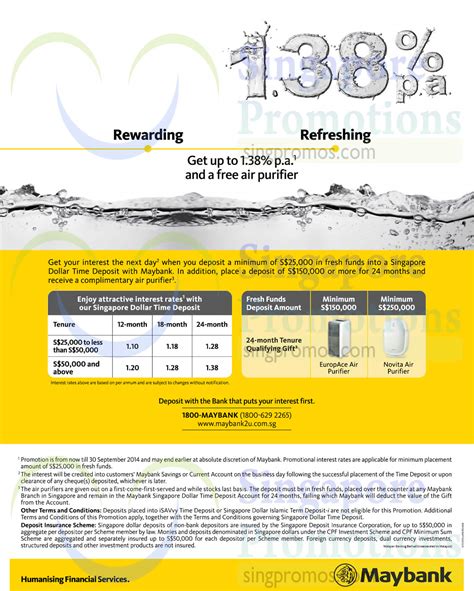 How to waive credit card / cashline fees & charges Maybank Time Deposits Up To 1.38% p.a. Interest Rates 5 Aug - 30 Sep 2014