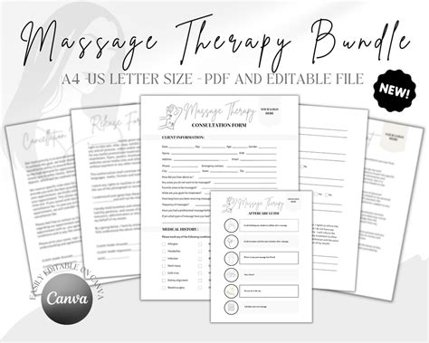 Massage Therapy Form Massage Template Massage Therapist Etsy