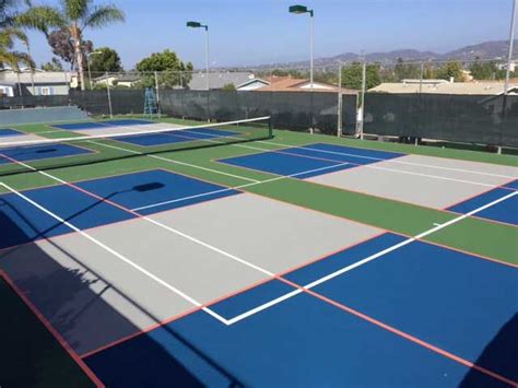 Striping For 4 Pickleball Courts Over A Tennis Court White Striping Is