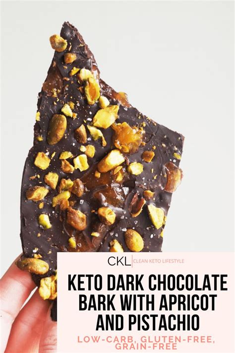 Keto Dark Chocolate Bark With Apricot And Pistachio Clean Keto