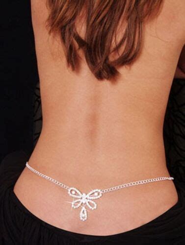 Us Seller New Sexy Silver Rhinestone Belly Waist Lower Back Chain Ebay