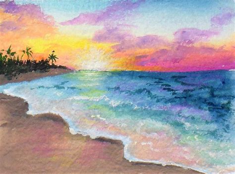 Please note, painting is being sold unframed. Easy Sunset Painting Tutorial, Limited palette, DIY ...