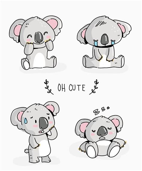 Cute Koala Character Doodle Vector Illustration 181243 Vector Art At