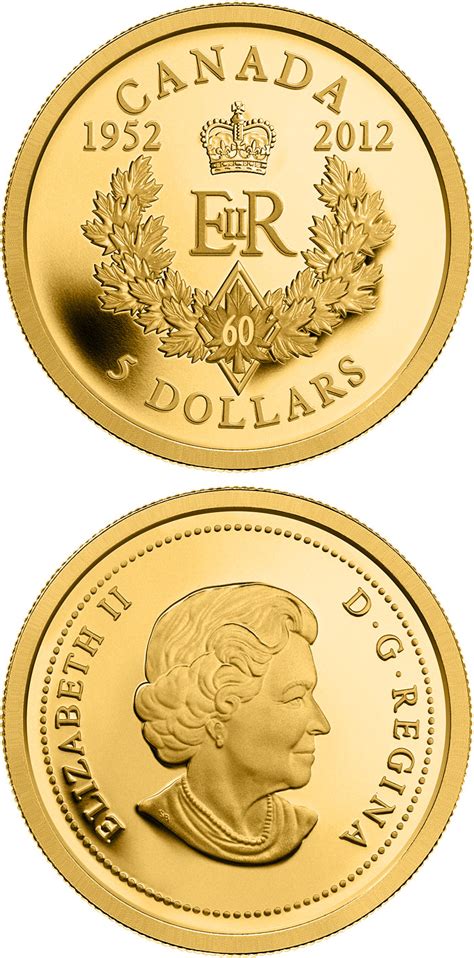 5 Dollars Coin The Queens Diamond Jubilee Canada 2012