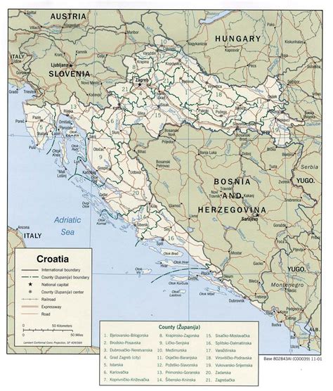 Large detailed map of croatia with cities and towns. Map of Croatia