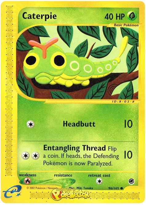 For protection, it releases a horrible stench from the antennae. Caterpie - Expedition #96 Pokemon Card