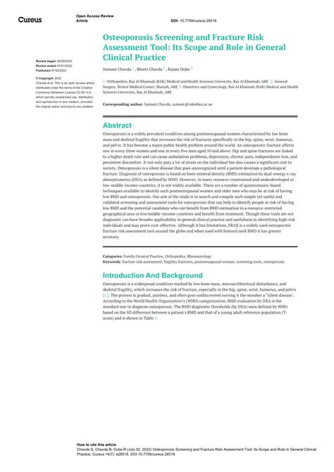 Pdf Osteoporosis Screening And Fracture Risk Assessment Tool Its Scope And Role In General