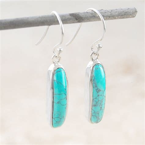Sterling Silver Turquoise Drop Earrings By Embers Gemstone Jewellery