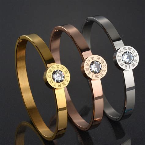 New Luxury Stainless Steel Diy Bangles Interchangeable 7 Colors Cz