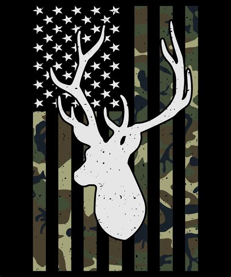Whitetail Buck Deer Hunting American Camouflage Usa Flag Svg Etsy