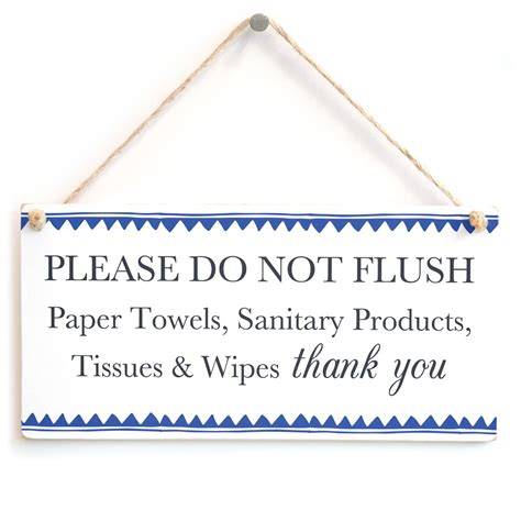 Buy Please Do Not Flush Paper Towels Etc Thank You Blue Border