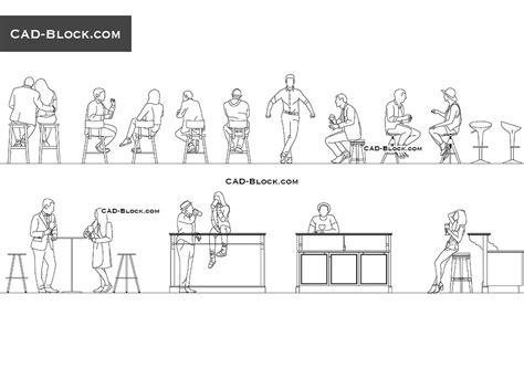 Uploaded at october 29, 2018. People in a Bar CAD Blocks