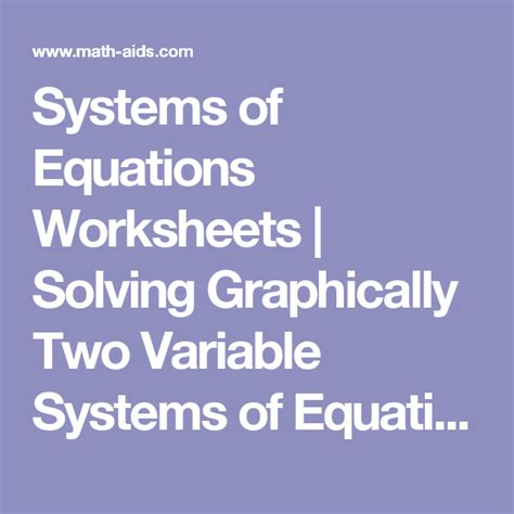 Systems Of Equations Worksheets Solving Graphically Two Variable