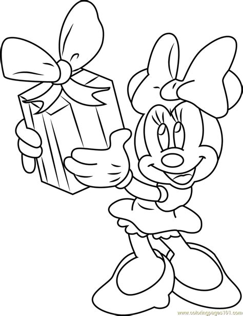 Coloring pages below are the pages in the coloring minnie mouse. Minnie Mouse taking Gift Coloring Page - Free Minnie Mouse ...