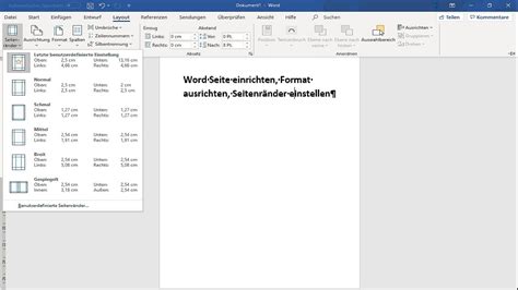 Word Seite Einrichten Format Ausrichten Querformat Hochformat